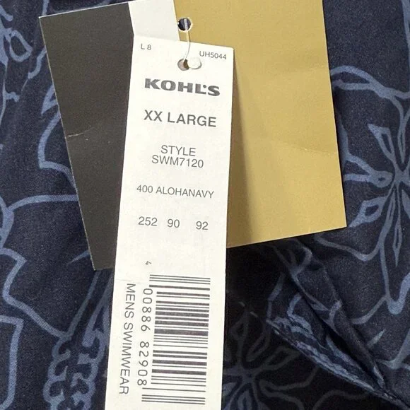 Croft & Barrow Mens Navy Blue Swim Trunks Shorts 2XL NWT Floral Mesh Lined Pocke - Picture 3 of 7